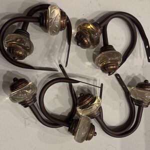 Elegant Bronze and Glass Curtain Holdbacks 8 vintage